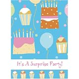 Cake and Balloons Surprise Birthday Party Invitations (25 count)