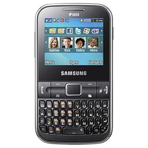 Samsung Chat C322 GSM Unlocked Dual SIM Phone with QWERTY Keyboard, 1.3 MP Camera and MP3 Player - Black - US Warranty