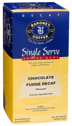 Baronet Coffee Decaf Chocolate Fudge Coffee Pods, 18-Count Boxes (Pack of 4)