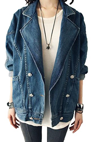 バイシン（BAISHUN）レディース 長袖 デニム ジャケット カジュアル ファッション ダブルボタン コート