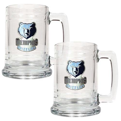 NBA Memphis Grizzlies Two Piece 15-Ounce Glass Tankard Set - Primary Logo