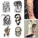 Temporary Tattoos Skull and Rose Big Fake Body Arm Chest Shoulder Tattoos for Men Women Boy Girls