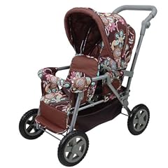 KNORRTOYS.COM 16677 - Zwillingswagen  Big Twin  - braun mit Blumenmuster