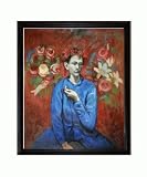 Art Reproduction Oil Painting - Picasso Paintings: Boy with Pipe with La Scala Frame - Black and Gold Finish - 23 X 27 - Hand Painted Framed Canvas Art