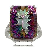 Radiant Mystic Fire Topaz Ring in Sterling Silver 925