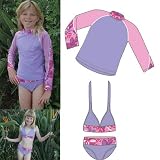 Shoreline UPF 50+, UV Protective 3 Piece Swimsuit - Longsleeve Sunshirt and matching bikini set