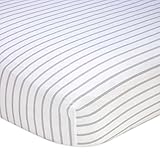 100% Cotton, Grey & White Striped Fitted Crib Sheet, 28 W x 52 L by Nautica [並行輸入品]