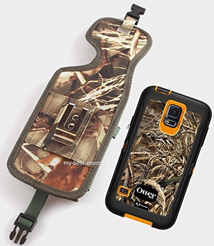 Camouflage Realtree Rugged Heavy Duty Holster Pouch with Metal Belt Clip Fits for Samsung Galaxy Note 4 Otterbox Case On