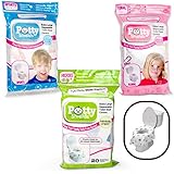 Toilet Seat Covers- Disposable XL Potty Seat Covers, Individually Wrapped by Potty Shields - Extra-Large, No Slip (Floral- 20 Pack)