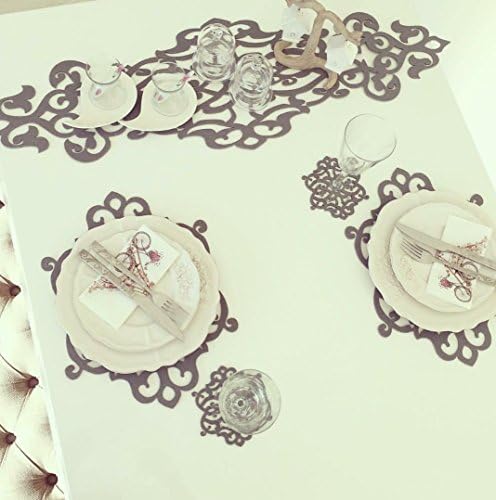 Master the Art of Table - Beautiful Runner Set of 20 pieces - 1 Runner - 6 Placemats - 6 Coasters - 6 Napkins Rings - 1 Medium Mat - Fabulous Cutwork Design