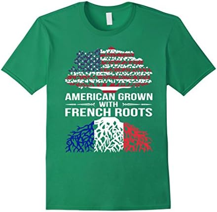 Men's American Grown With French Roots T-Shirt Medium Kelly Green