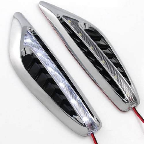 Attractive Transparent White LED Roadster Coupe Turbo Racing Car SUV Truck Air Hood Bonnet Side Marker Turn Signal Fender Vent Sport Trim for Chevrolet Aveo Avalanche Camaro Cruze HHR Volt Equinox Suburban Tahoe Traverse Avalanche Colorado Silverado Trailblzer 4 Door