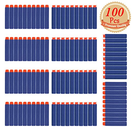 EC2BUY 100pcs 7.2cm Refill Bullet Darts for Nerf N-strike Elite Series Blasters Kid Toy Gun - Dark Blue(round head and suction head)