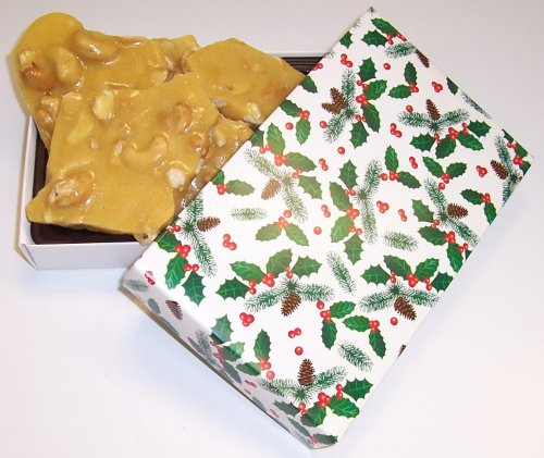 Scott's Cakes 1 2 lb. Cashew Brittle in a Holly Box by Scott's Cakes