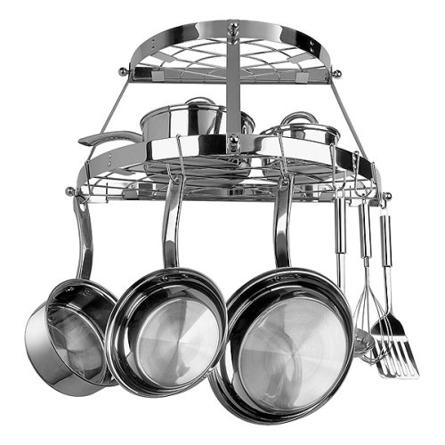 Range Kleen Wrought Iron 2-Shelf Pot Rack - Stainless Steel