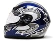 Blue Full Face Motorcycle Helmet Sport Bike Race Flag (Large)