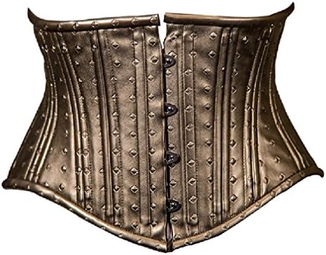 Timeless Trends Gold Steampunk Armor Steel Boned Waist Cincher And Storage Bag Brown / Pewter 24