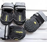 Colorfulhouse Waterproof Pet Boots for Medium to Large Dogs Labrador Husky Shoes 4 Pcs (Black, 8 (3.3"x2.9"))