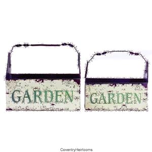 Tin Garden Baskets - Set of 2 by 