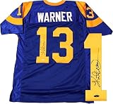 Kurt Warner Autographed/Hand Signed Custom Throwback Blue Rams Jersey