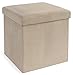 FHE Group Microsuede Folding Storage Ottoman, 15 by 15 by 15 Inches, Beige