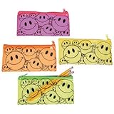Fun Express Vinyl Smile Face Pencil Pouch Case Party Favor Set (Lot of 12)