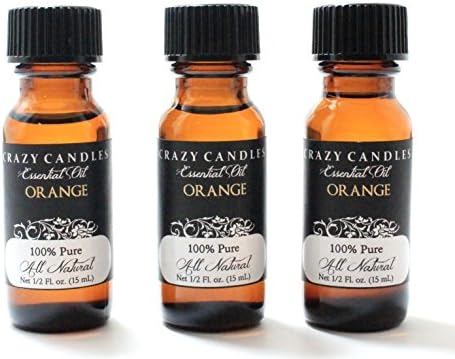 Orange Essential Oil 3 Bottles 1/2 Fl Oz Each (15ml) 100% Pure All Natural Aromatherapy Grade By Crazy Candles (Warm, Fresh Citrus Scent, Radiant, Fruity and Tangy. This Oil Smells Just Like Fresh Orange Peel, Yet Is Much Stronger Aroma in This Form. Provides Fresh Energy, Clearing and Inspiring the Mind)