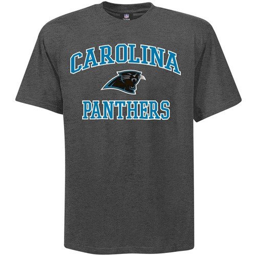NFL Men's Carolina Panthers Heart And Soul Ii Adult Short Sleeve Basic Tee (Heather Gray, Large)