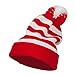 Striped Pom Pom Cuff Long Beanie