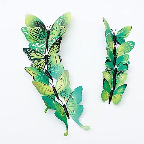 12PcsX 1Color Art Decal Girls Home Room Wall Stickers 3D Butterfly Decorations Decors "Green Color" Set11