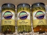 Garlic Pickled Asparagus, Spicy Pickled Green Beans, Pickled Snap Peas, 3 Jar Gift Box
