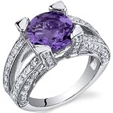 Boldly Glamorous 2.25 Carats Amethyst Ring in Sterling Silver Size 5 to 9