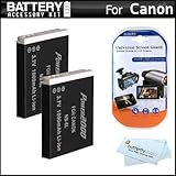 2 Pack Battery Kit For Canon PowerShot SX260 HS, SX260HS, Canon PowerShot SX500 IS, SX500IS Digital Camera Includes 2 Extended Replacement (1200Mah) NB-6L Batteries + LCD Screen Protectors + MicroFiber Cleaning Cloth