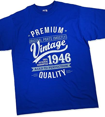 1946 Vintage Year - Aged to Perfection - 70th Birthday Gift / Present T-Shirt Mens Royal Blue L