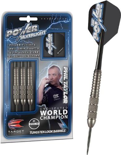 Target Phil Taylor SILVERLIGHT Tungsten-Look 22g Steel Tip Darts - DART BROKERS