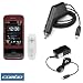 Solid Dark Red Rubberized Snap On Crystal Case with Clip + Rapid Car Charger + Home Travel Charger for HTC Touch Pro Smartphone