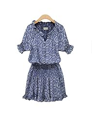 Plus Size Elasticized   Waistline General Print Cotton  Dress