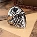 Fashion Plaza Mens's 316L Stainless Steel Devil Mummy Head Ring, Silver and Black Sz 7-15