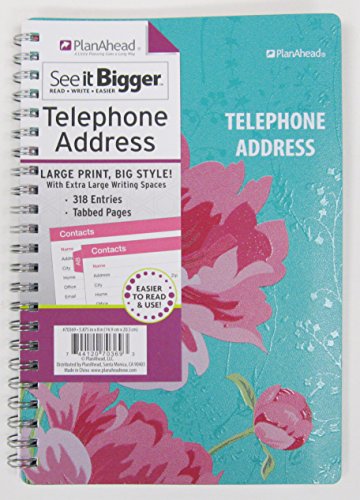Plan Ahead See It Bigger Telephone/Address Book, Large Print, Assorted ...