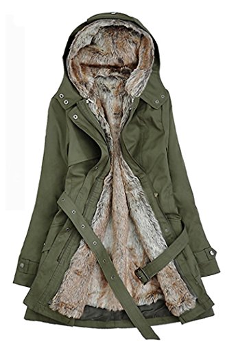 (ディーコッテ)D'Kotte レディース モッズコート アウター ファー フード コート リバーシブル サイズ豊富 S XXXL秋 冬 3color B263(グリーン-XXL)