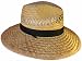 Cecil Straw Lifeguard Beach Hat Sun Protection with Black Fabric Hat Band and Bead Cinch Chin Cord Hiking Fishing Surf Outdoors