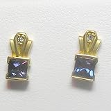 14K Created Alexandrite and Diamond Earrings