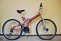 26" Alloy Double Suspension Folding Bike with Shimano 18 Speed Red Color