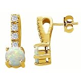 1.75 cttw 14K Yellow Gold Plated 925 Sterling Silver Genuine Opal Earrings - Gold Plated Silver