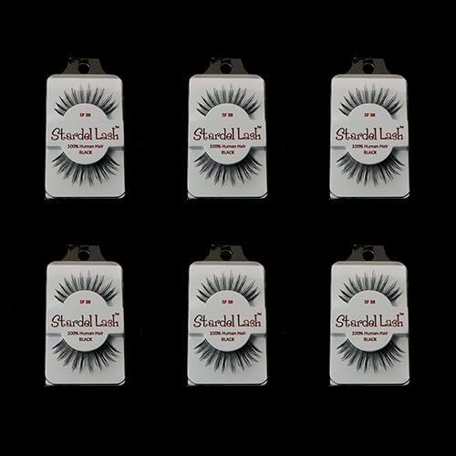 6 Pairs Stardel #38 100% Human Hair False Eyelashes Like Ardell Red Cherry Lashes by Stardel Eyelashes