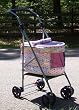 Designer Pet Strollers-white W/pink Trim and Print-quick Release Fold Down Frame