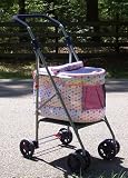 Designer Pet Strollers-white W/pink Trim and Print-quick Release Fold Down Frame
