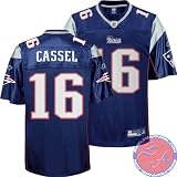 Men's Matt Cassel #16 New England Patriots NFL Equipment Replica Football Jersey by Reebok (Navy-Whi