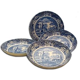 Spode Blue Italian Set of 4 Individual Pasta Bowls by Spode