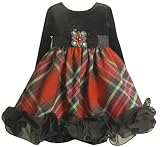 Bonnie Jean Toddler Girls Stretch Velvet Bodice To Taffeta Plaid Skirt